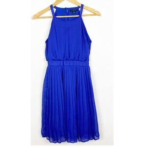 Banana Republic Blue Pleated Halter A Line Dress Size 0